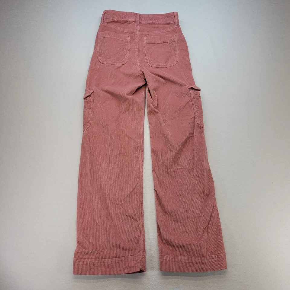 Брюки женские American Eagle 0 розовые вельветовые с высокой талией мешковатые широкие штанины - Изображение 3 из 4