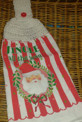 Crochet Top ''Jingle All the Way'' Hanging Kitchen Towel (Xmas-full towel)