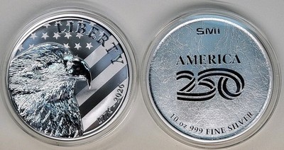 2)America 250th Anniversary 10 Oz Silver Round .999 Liberty Eagle