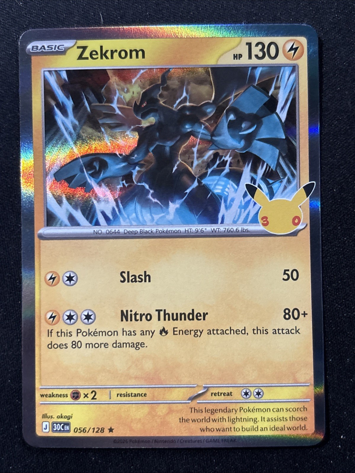 30th Anniversary Zekrom 056/128 Holo Rare