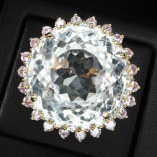 925 STERLING SILVER ROSE GOLD PLATED RINGS LIGHT PINK KUNZITE 43.30CT CLUSTER