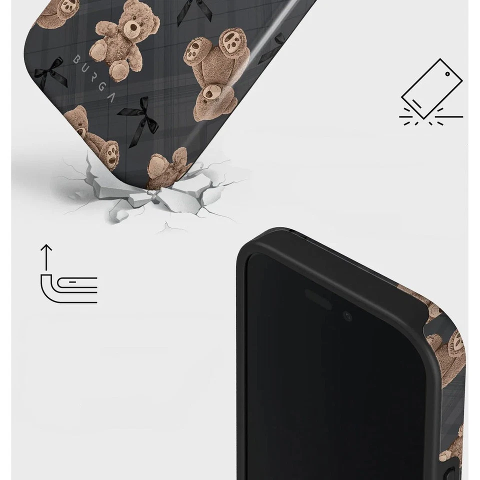 Custodia cellulare per iPhone 16 Burga BFF case cover custodia protettiva grigia con orsacchiotti - Immagine 3 di 4