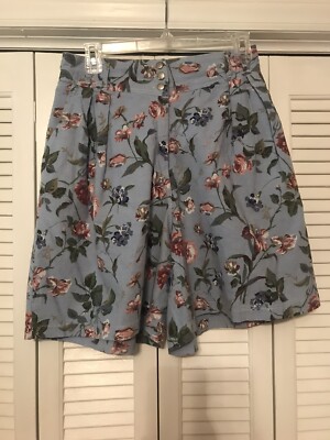 Capacity vintage medium mom shorts blue floral pleated L69