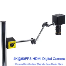 48MP/4K /Autofocus 60FPS Industry Camera Microscope Zoom Lens Magnet Mount Stand