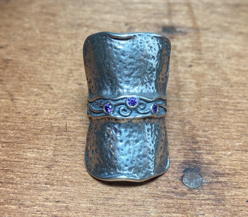 Anillo Shablool único Israel plata esterlina con amatista talla 7,5 Foto 4 de 4