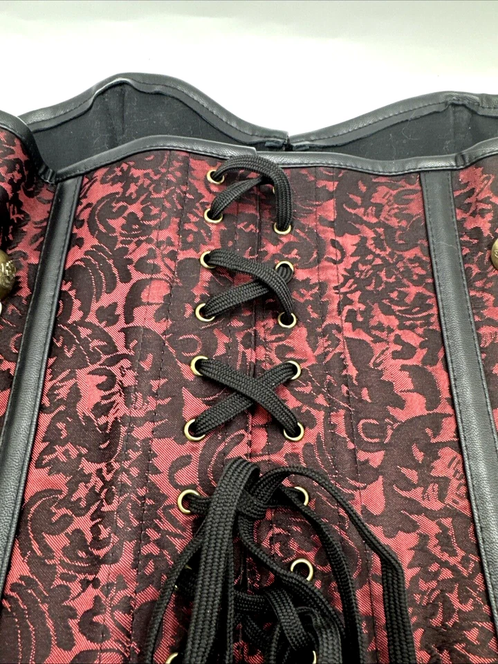 Espartilho da realeza vampiro marrom e preto com zíper e cadarço sexy GG cosplay Halloween - Imagem 3 de 4