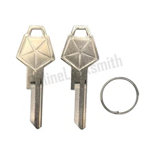 2x New Uncut Ignition Key Blanks For Chrysler Dodge Plymouth w/ Logo