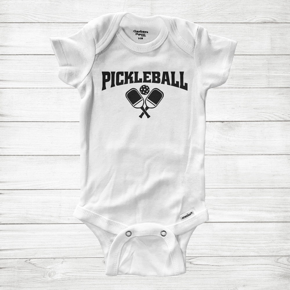 Pickleball Baby Bodysuit One-Piece with Paddle Design