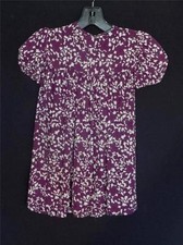 RARE FRENCH VINTAGE 1940'S WWII ERA PURPLE RAYON PRINT GIRLS DRESS SIZE 2-3