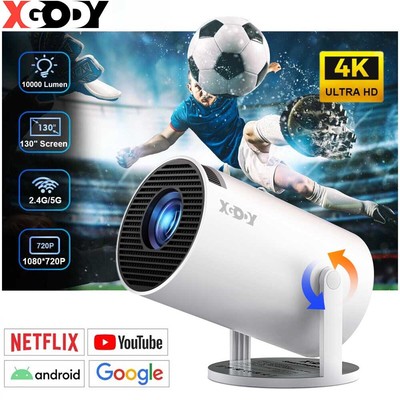 Mini Portable Projector 4K 260 ANSI Smart Projector WiFi 6 Bluetooth Android 11