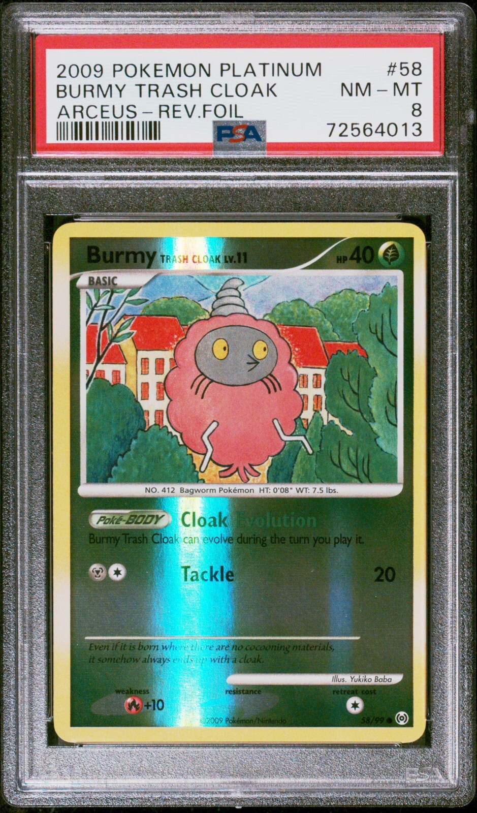 Pokemon Card Burmy Trash Cloak 58/99 Reverse Holo Platinum Arceus PSA 8 NM-MT