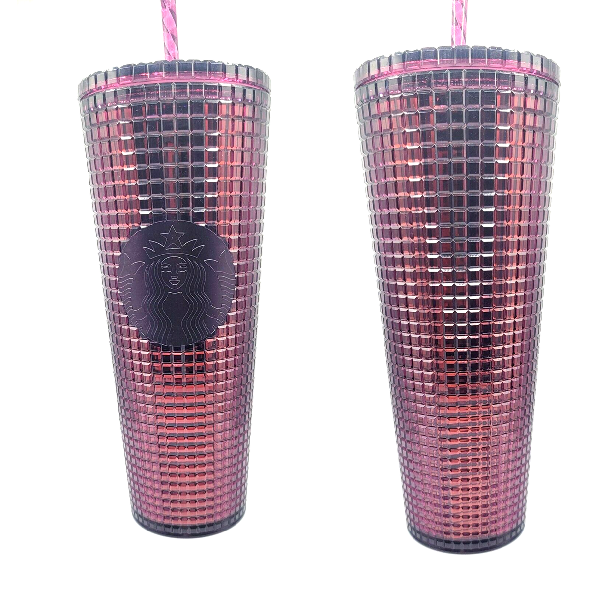 Starbucks Cold Cup Berry Plum Grid Disco Holiday Tumbler 24  Starbucks Berry Disco Grid Studded Cold Cup Tumbler main image 0