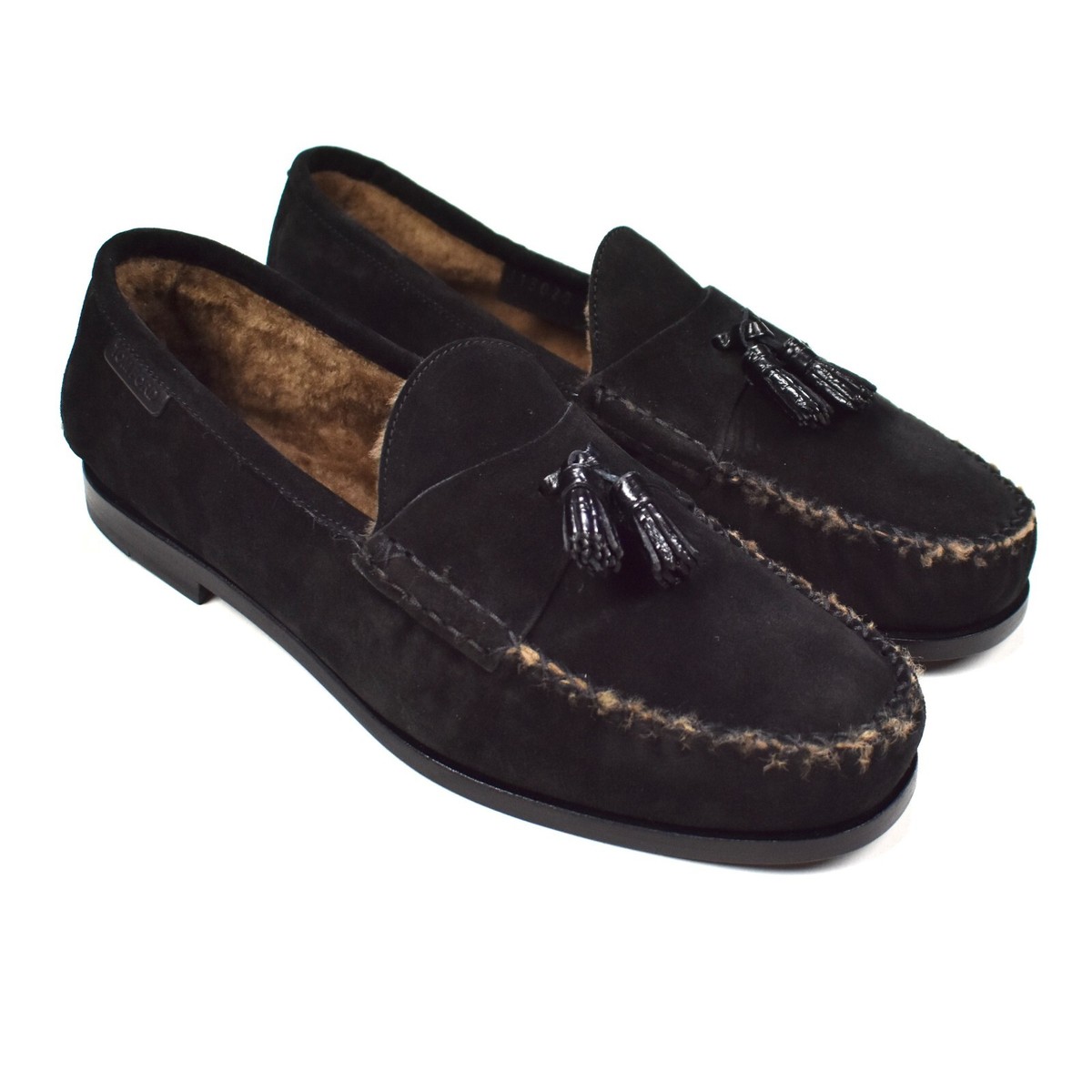 NWT $1290 TOM FORD Genuine Shearling Fur Tassel Loafers Mens 8 UK 