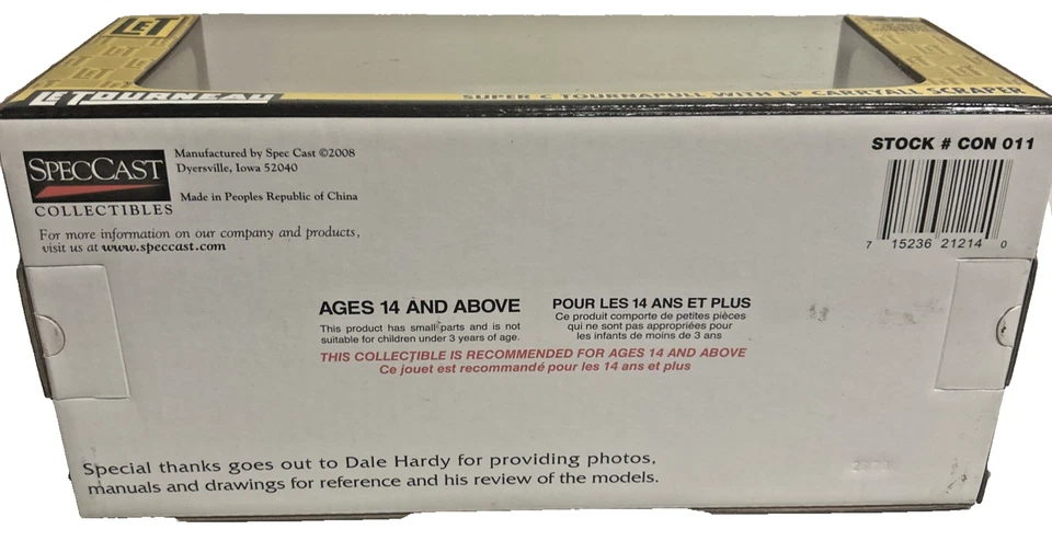 Spec Cast 1/50 scale Le Tourneau Super C Tournapull with LP Carryall Scraper New - Image 4 of 4