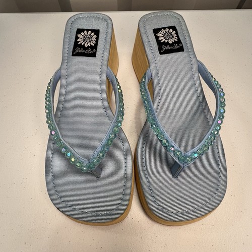 Yellow Box Yeah Blue Beaded Women Platform Chunky Size 7.5 NWB - Picture 3 of 10
