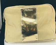 SHISEIDO Beauty Travel Cosmetic Makeup Golden Pouch -(New)* Check Description