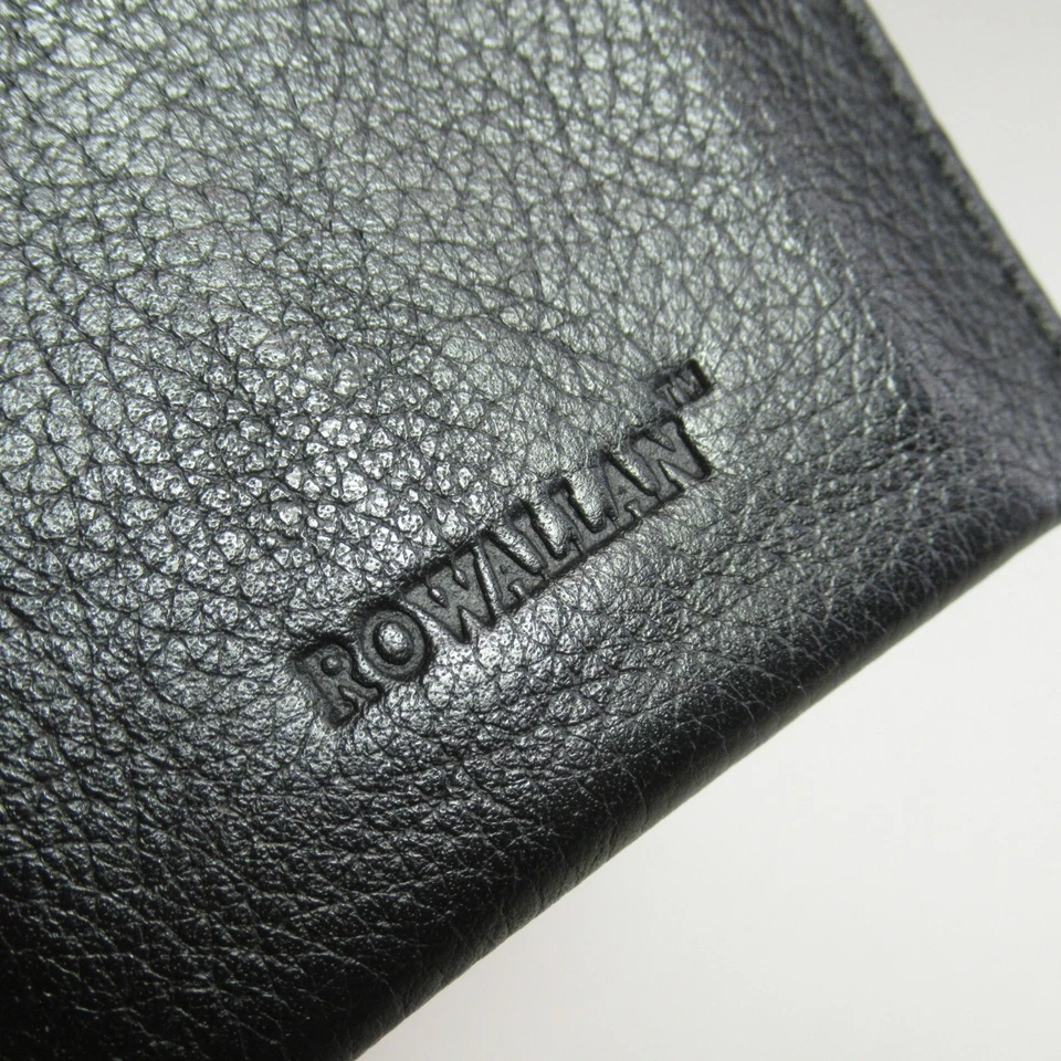 Carteira Rowallan cartão de crédito unissex mini aba de puxar couro pebble preto - Imagem 2 de 4