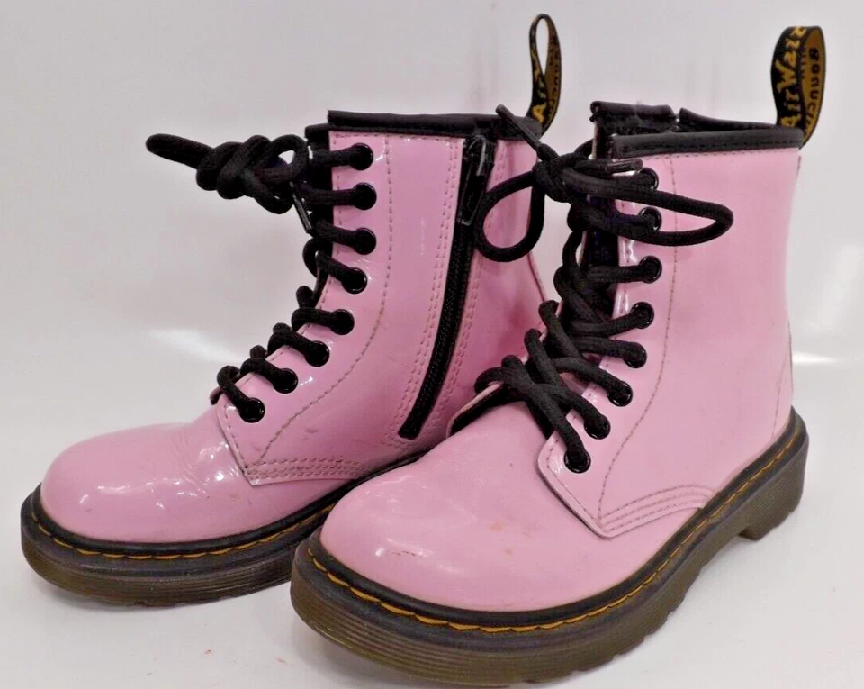 Dr. Martens 1460 J - Botas ROSA Brillantes DOCS - Niño Talla 12 EE. UU. Foto 2 de 4