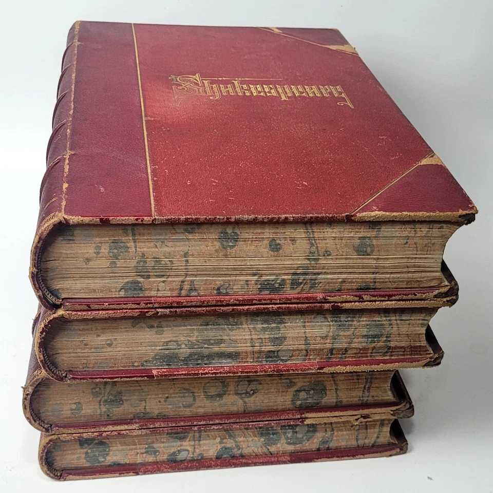 ANTIQUE 1851 COMPLETE WORKS OF WILLIAM SHAKESPEARE Vol 1-4 RARE LONDON PRINT HTF - Imagem 3 de 4