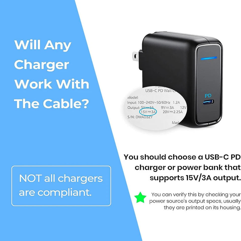 1.5M USB USB-C Power Charging Cable 15V/3A for Microsoft Surface Pro 6/5/4/3 NEW - Image 3 of 4