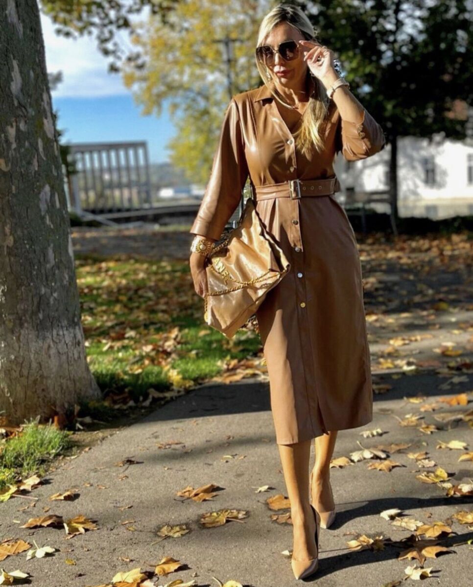 ZARA FAUX LEATHER BROWN SHIRT DRESS WITH BELT : XS, S, M, XL ZARA FAUX LEATHER BROWN SHIRT DRESS WITH BELT : XS, S, M, XL