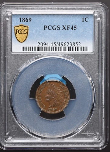 1869 1c Indian Head Cent NGC XF45 BN