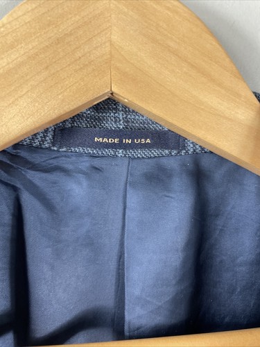 Hart Schaffner Marx Ing Loro Piana Blazer Mens 42 L Blue Plaid Spun Cashmere - Picture 14 of 21