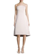 Halston Heritage Structured Strapless Satin Cocktail Dress Size 0 Dust Pink