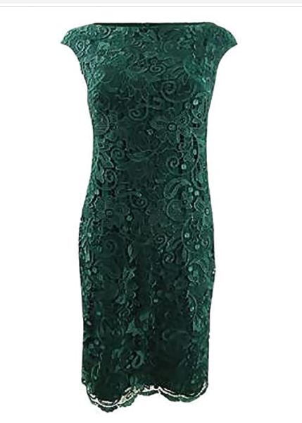 LAUREN RALPH LAUREN Women's FERN GREEN Lace Sheath Dress SZ 2 stretch NWT  USA | eBay