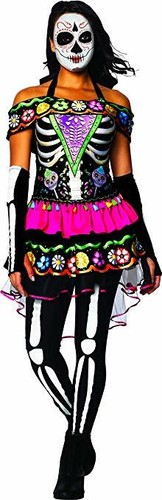 Charades Day of the Dead Sugar Skull Dress Adult Womens Halloween Costume 03723 - Picture 2 of 3
