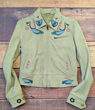 Levis Vintage Clothing Soft Leather Embroidered Treasure Island Jacket 36" Bnwot