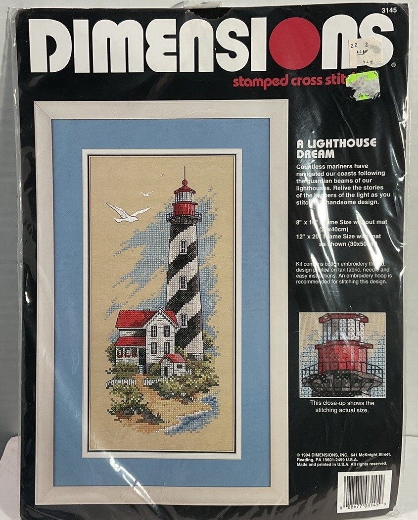 Dimensions A Lighthouse Dream Hatteras Stamped Cross Stitch Kit #3145 1994
