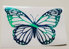 Beautiful Butterfly Shiny Blue Sticker Vinyl Decal Car Windows 3.25W x 2.0 H In