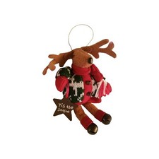 New Large Reindeer Ornament Tis the Season Christmas Decor Ugly Sweater Plush