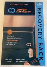 NEW Copper Compression CCRBB/BS4 Copper Infused LARGE/X-LARGE Black Back Brace