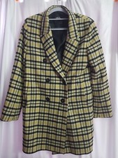 Cappotto donna Zara giallo/nero lungo a quadri a quadri foderato taglia M