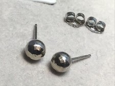 14k White Gold Diamond Cut Textured 5mm Ball Stud Earrings