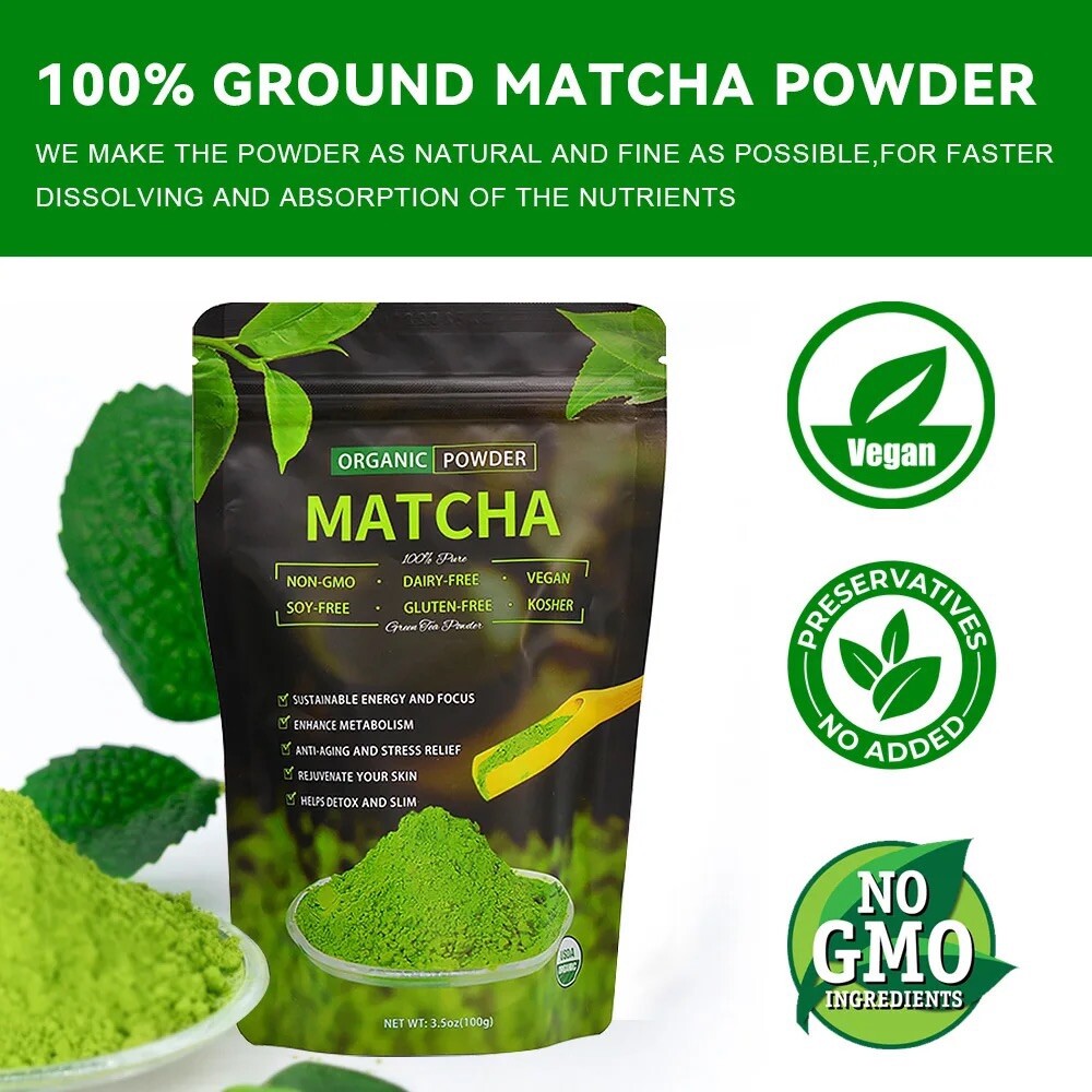 100 Organic & Natural Green Tea Powder Pure Slim Japanese Matcha Tea 3