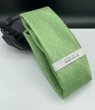 PERRY ELLIS Portfolio Men's 100% Polyester Tie ~ Green ~ Floral Pattern