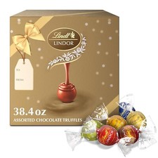 Lindt LINDOR Assorted Chocolate Truffles 90 Count Gift Box Chocolate Candy wi...