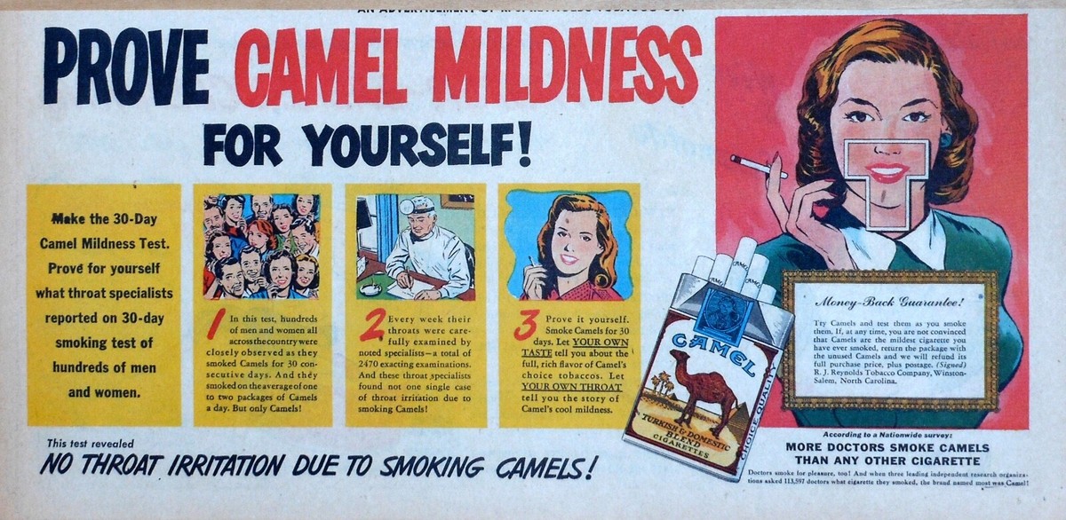 camel yellow cigarettes uk price Camel Cigarettes - 30 day Camel Mildness Test - 1949 color Sunday comic ad