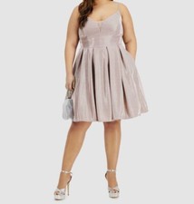 B Darlin Women's Pink Sherri Illusion Panel Fit & Flare Dress Plus Size 22W