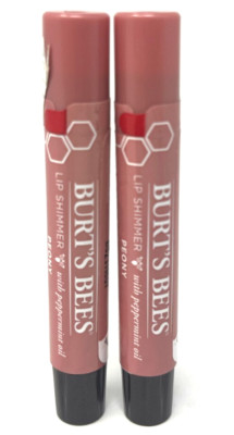(2) Burt's Bees Lip Shimmer 0.009 oz Each Sealed PEONY