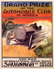 POSTER 1908 AMERICAN GRAND PRIZE CAR ROAD RACE SAVANNAH VINTAGE REPRO FREE S/H