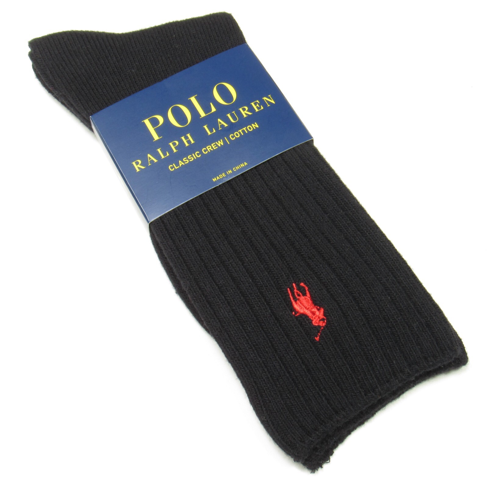 PONY Polo Ralph Lauren Calzini Uomo Classici Crew Nero XL Taglia 13 16