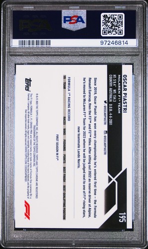 2023 TOPPS CHROME F1 OSCAR PIASTRI FRESHEST INSERT ROOKIE CARD RC #195 PSA 9 - Picture 4 of 4