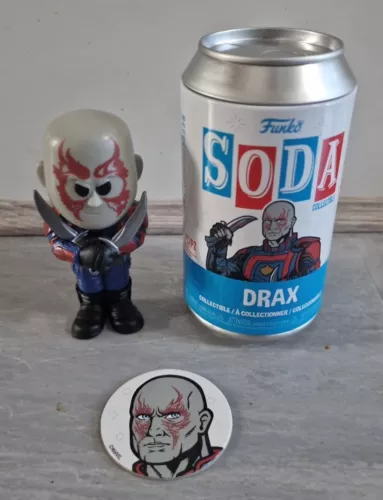 Funko Soda Drax Guardianes de la Galaxia Volumen 3 común abierto en muy buena condición