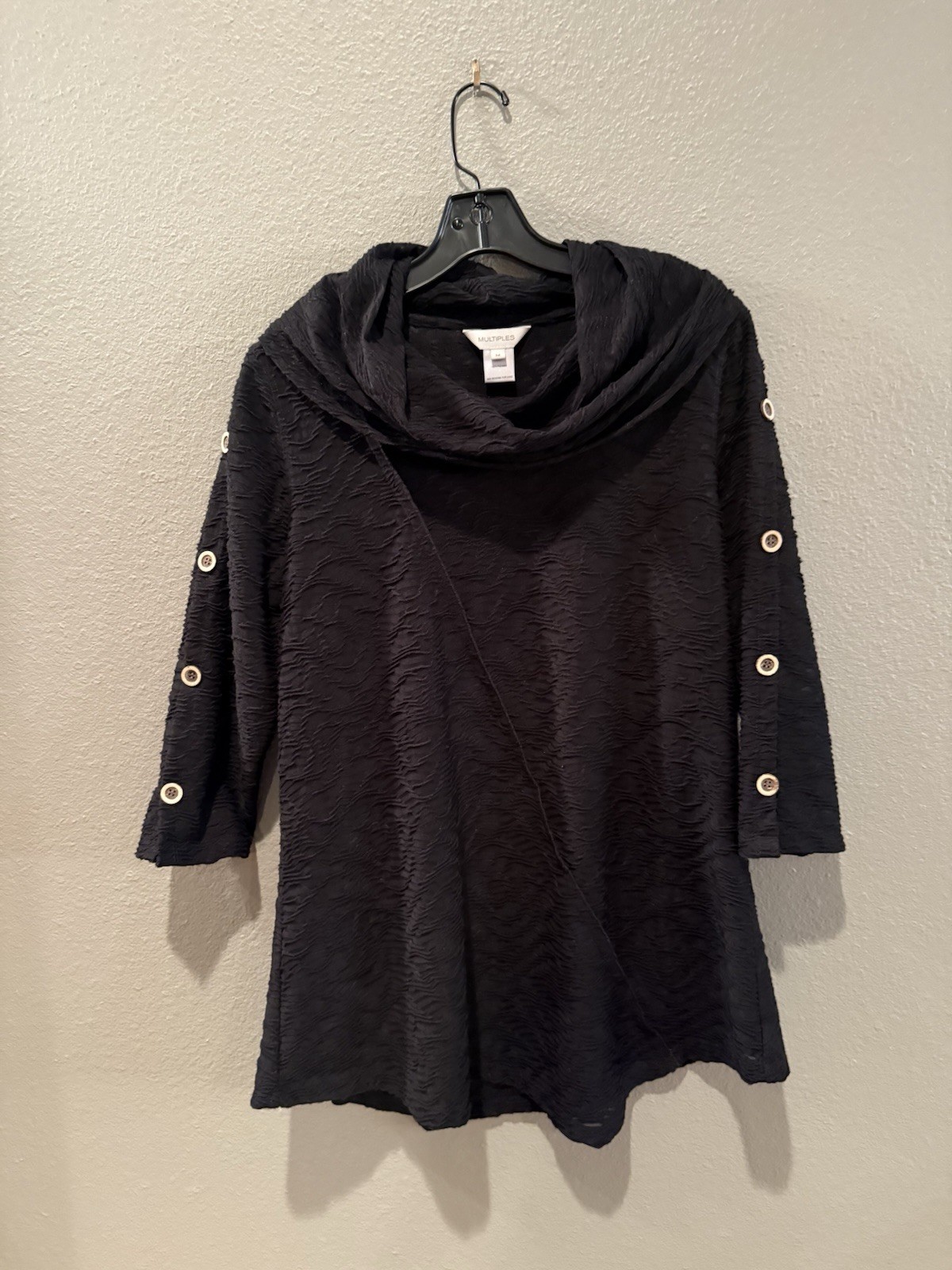 Multiples Black Tunic Top Size Medium - image 1