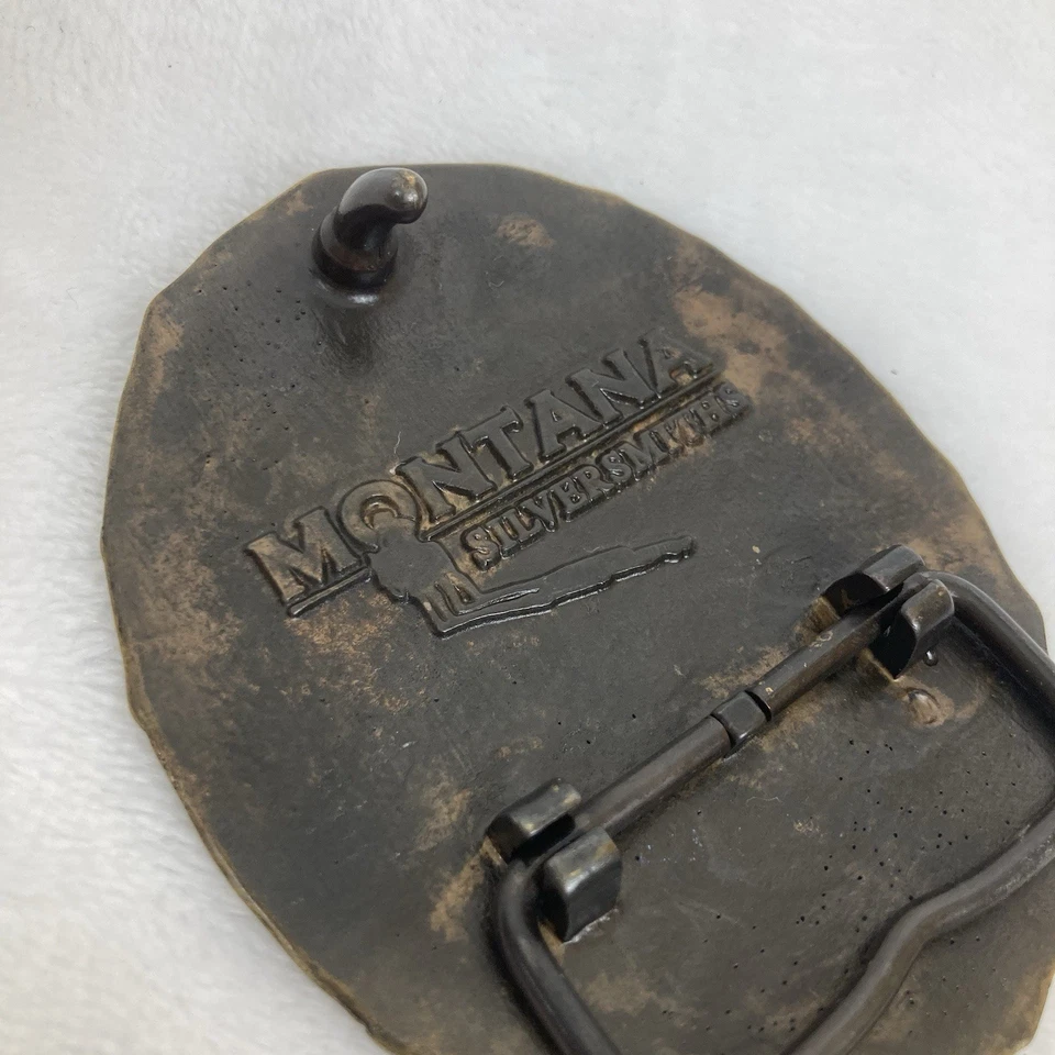 Montana Silversmiths Solid Brass Belt Buckle Deer Elk Western Vintage Rodeo - Image 2 of 4