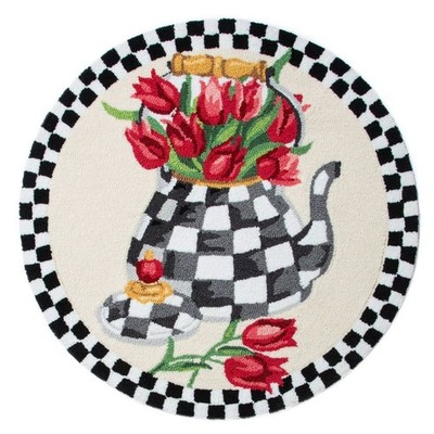 Brand New Mackenzie-Childs Tulip Kettle 3' Round Rug